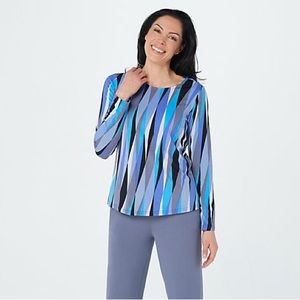 Bob Mackie Wearable Art Technicolor Knit Top Long Sleeve Size M